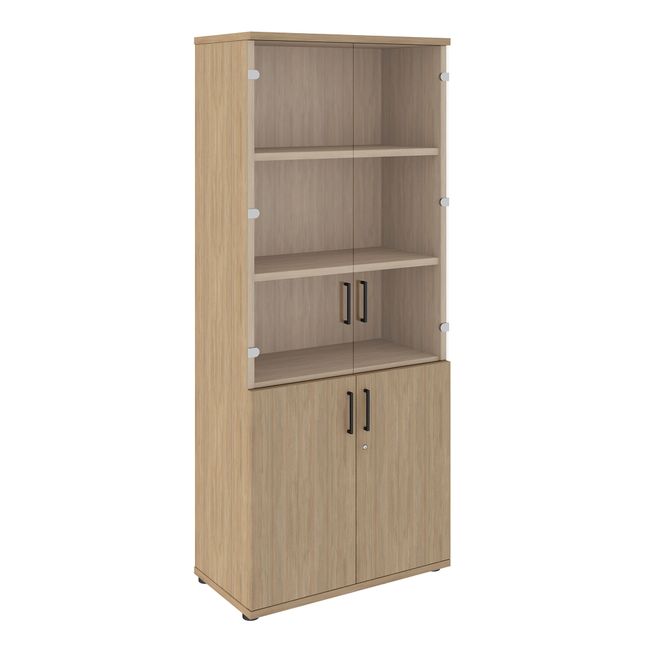 UNI Vitrinenschrank | 5 OH, 800 x 1897 mm, Bernsteineiche