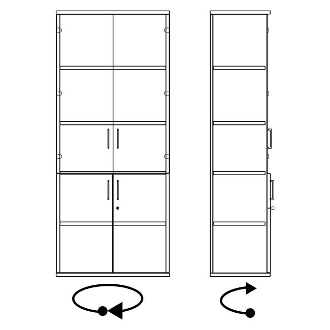 UNI Vitrinenschrank | 5 OH, 800 x 1897 mm, Bernsteineiche