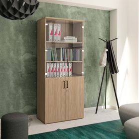 UNI Vitrinenschrank | 5 OH, 800 x 1897 mm, Bernsteineiche
