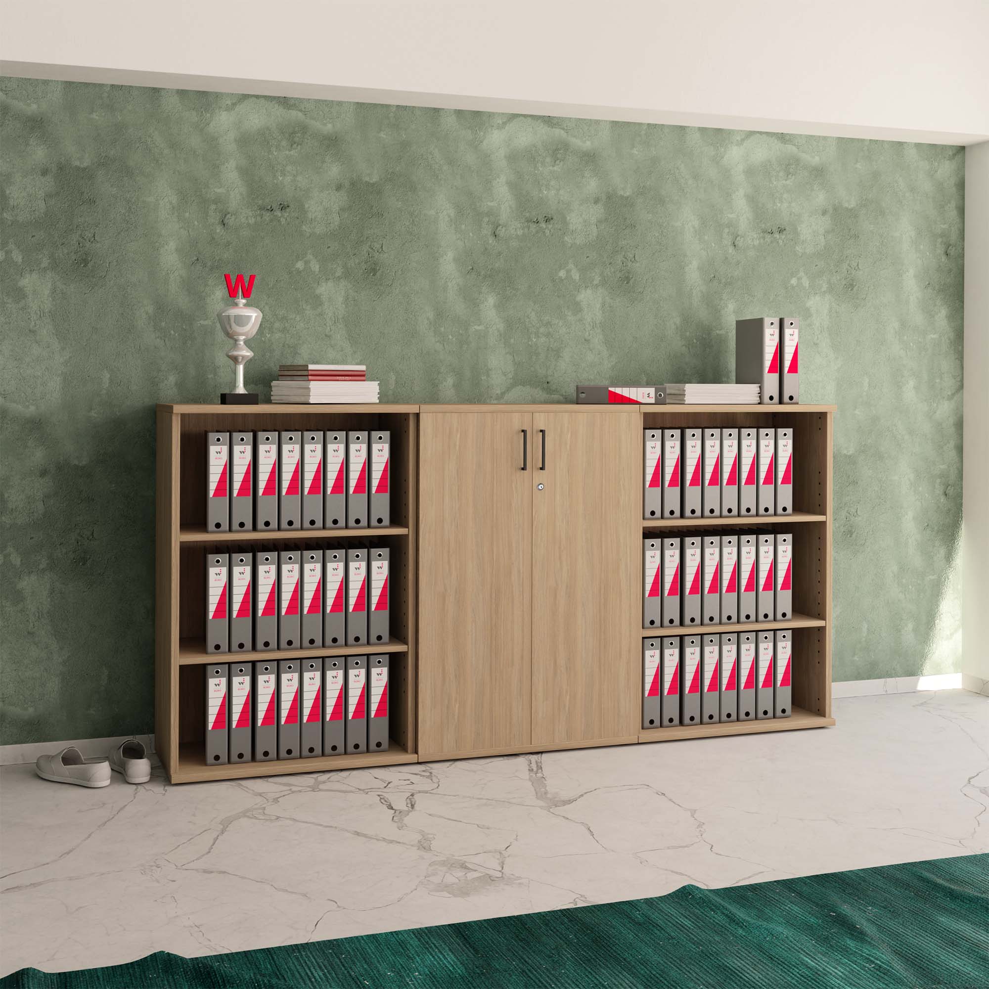 UNI wall unit | 3 OH, 2400 x 1143 mm, amber oak - 1 Main Image