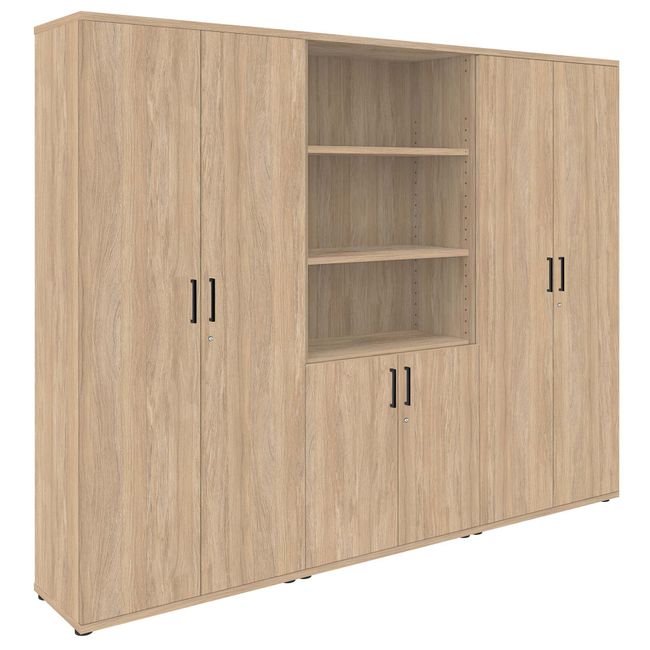 UNI Schrankwand | 5 OH, 2400 x 1897 mm, Bernsteineiche