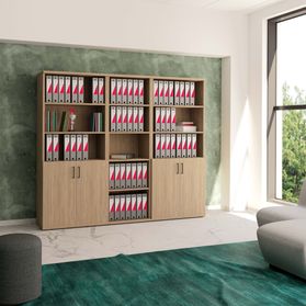 UNI Schrankwand | 5 OH, 2200 x 1897 mm, Bernsteineiche