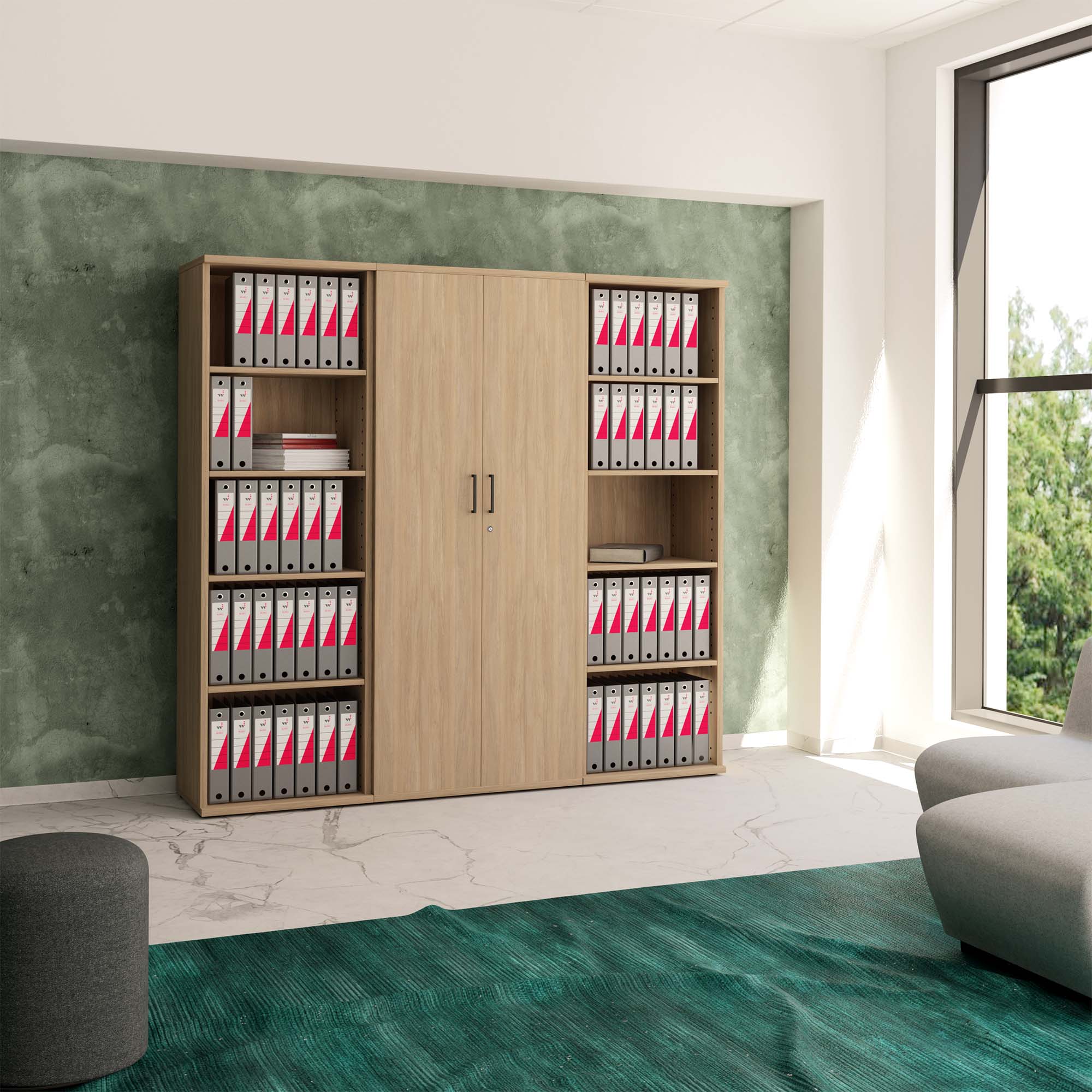 UNI wall unit | 5 OH, 2000 x 1897 mm, amber oak - 1 Main Image