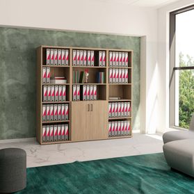 UNI Schrankwand | 5 OH, 2000 x 1897 mm, Bernsteineiche