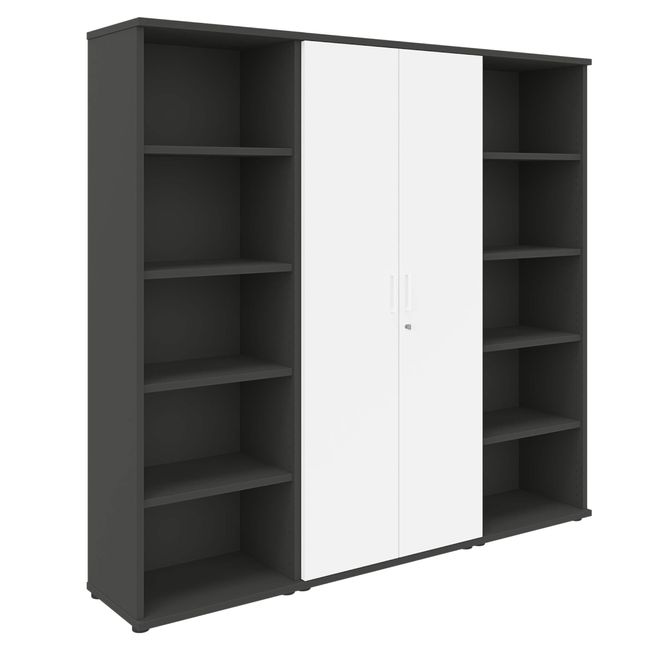 UNI Schrankwand | 5 OH, 2000 x 1897 mm, Anthrazit / Weiß UNI Schrankwand | 5 OH, 2000 x 1897 mm, Anthrazit / Weiß