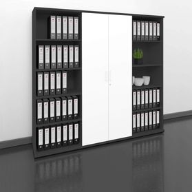 UNI Schrankwand | 5 OH, 2000 x 1897 mm, Anthrazit / Weiß