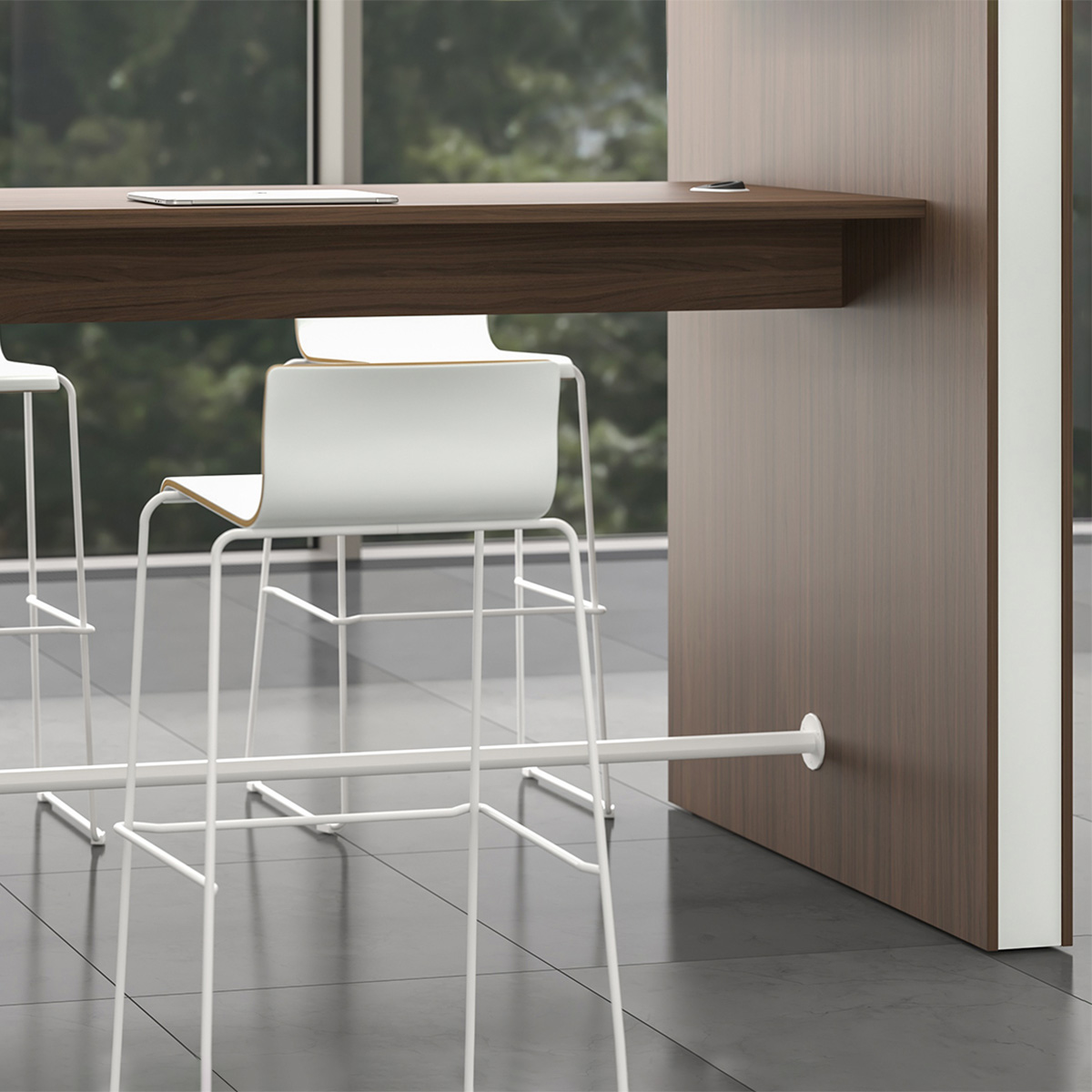 MOON WOOD Sgabello da bar | Frame di coppia | Guscio di sedile MDF | Frame metallico | Impilabile - 6 Main Image