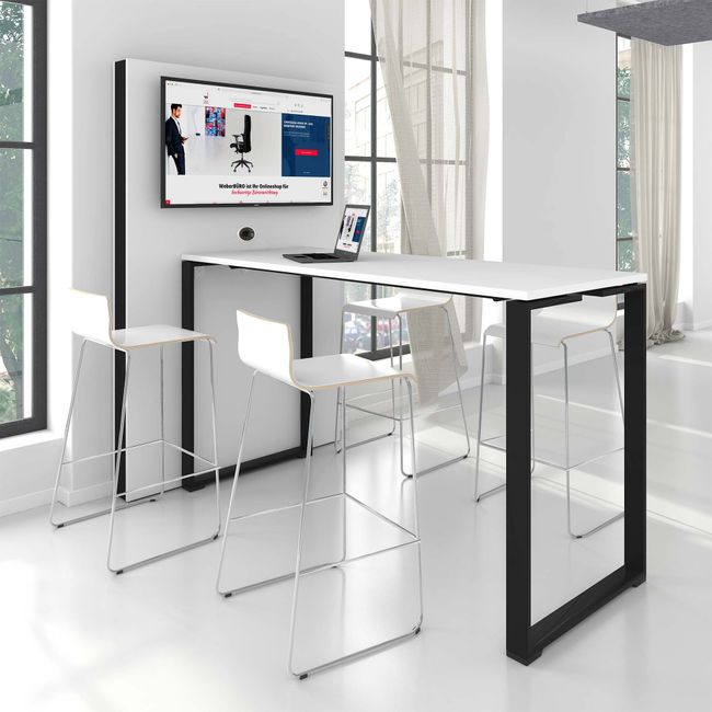 MOON WOOD Barhocker | Kufengestell | MDF-Sitzschale | Metallgestell | Stapelbar 