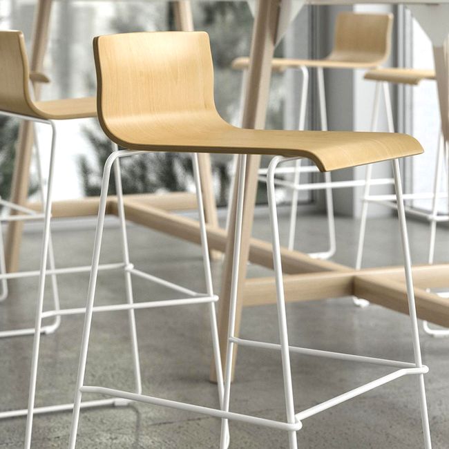 MOON WOOD Barhocker | Kufengestell | MDF-Sitzschale | Metallgestell | Stapelbar 