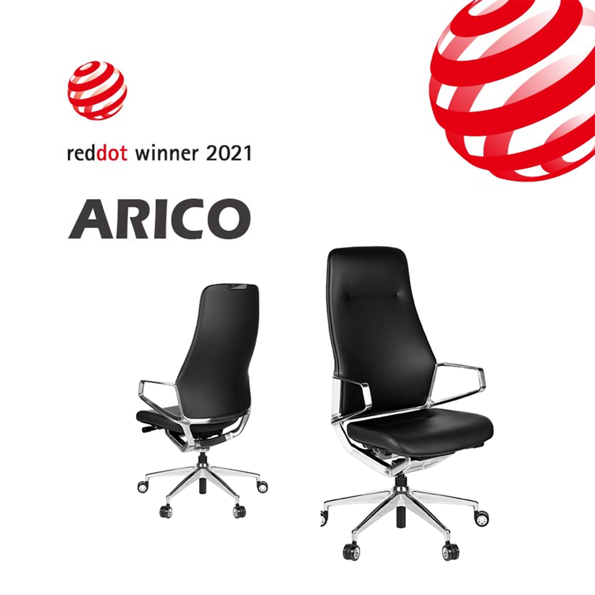 ARICO-A1 Chaise pivotante de bureau | Mécanique synchrone, noir - 3 Main Image