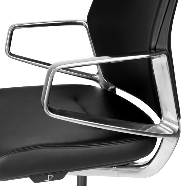 ARICO Konferenzstuhl | Drehbar, 4-Fuß-Aluminiumkreuz, Schwarz