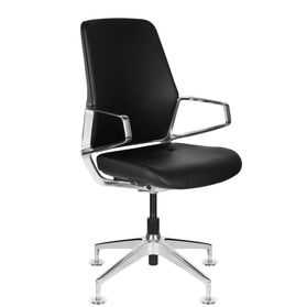 ARICO Konferenzstuhl | Drehbar, 4-Fuß-Aluminiumkreuz, Schwarz