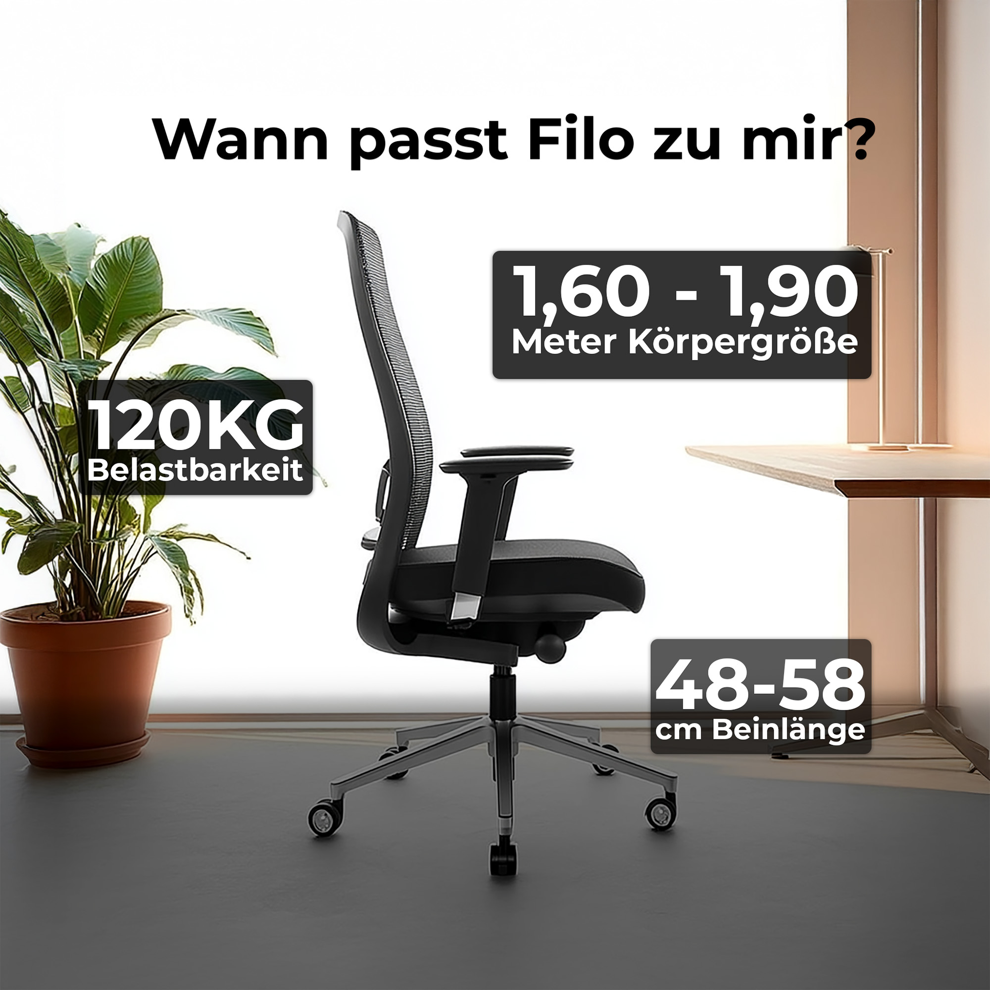 FILO 2.0 Bürodrehstuhl | Premium-Drehstuhl, Lordosenstütze, Netzrücken, 4D-Armlehnen, Blau - 6 Main Image