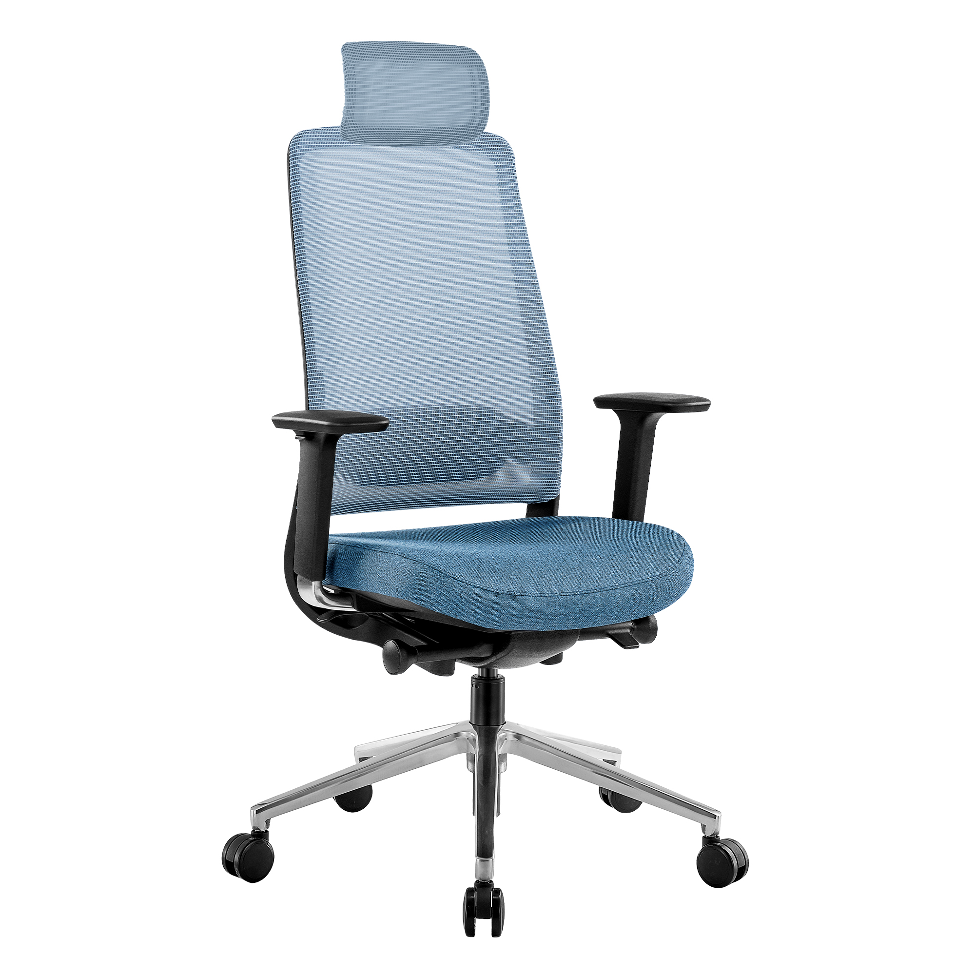 FILO 2.0 Bürodrehstuhl | Premium-Drehstuhl, Lordosenstütze, Netzrücken, 4D-Armlehnen, Blau - 1 Main Image