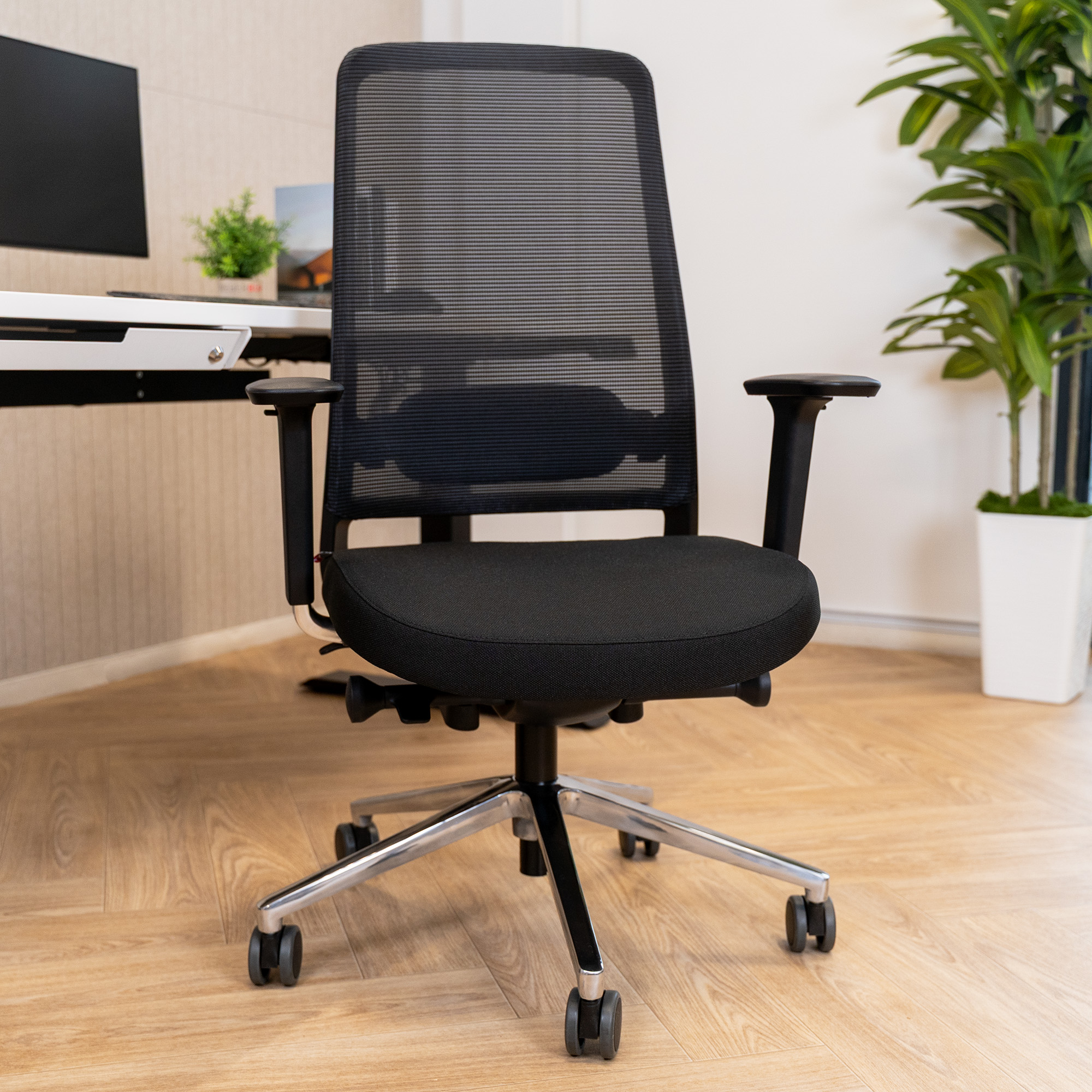 FILO 2.0 Bürodrehstuhl | Premium-Drehstuhl, Lordosenstütze, Netzrücken, 4D-Armlehnen, Schwarz - 5 Main Image