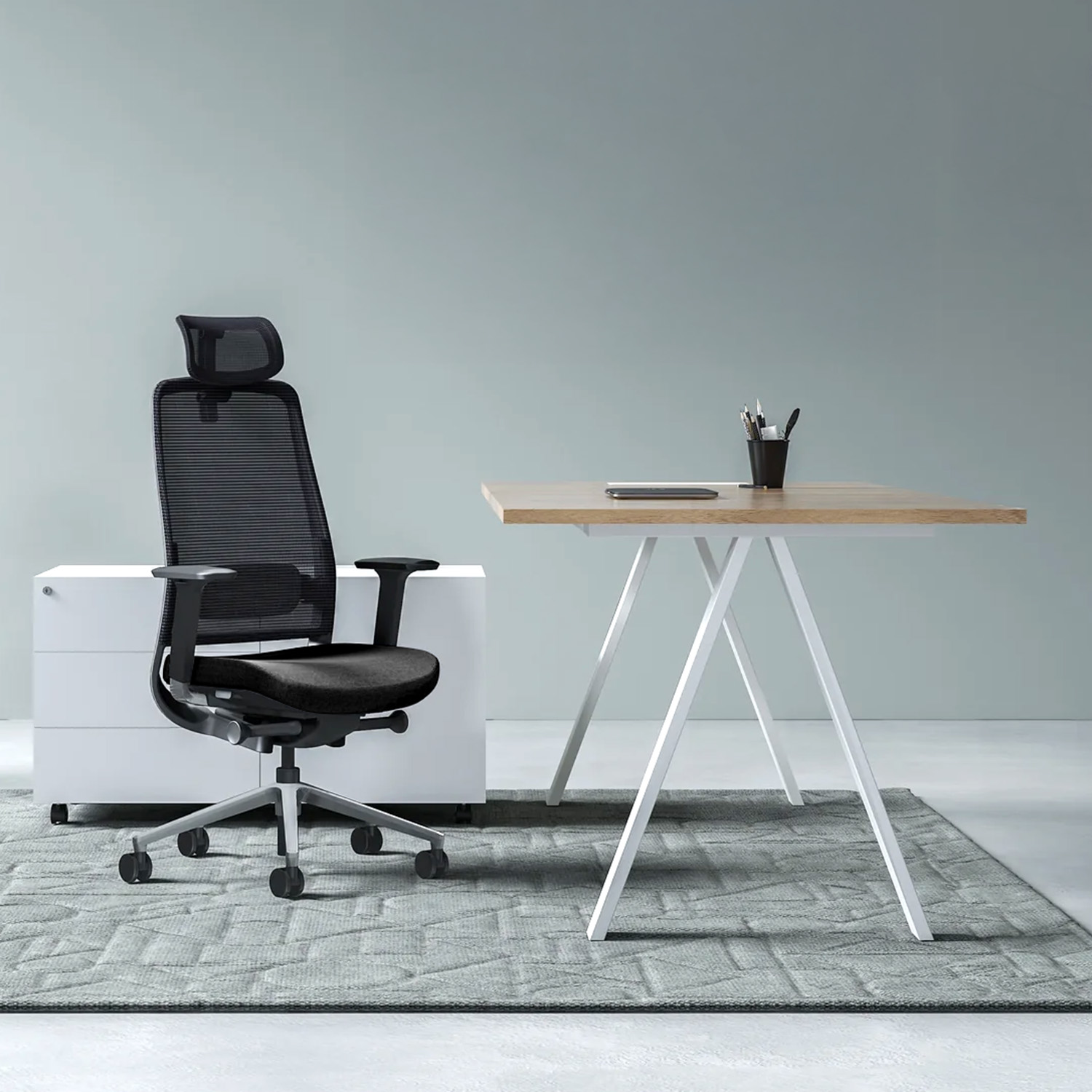 FILO 2.0 Bürodrehstuhl | Premium-Drehstuhl, Lordosenstütze, Netzrücken, 4D-Armlehnen, Schwarz - 19 Main Image