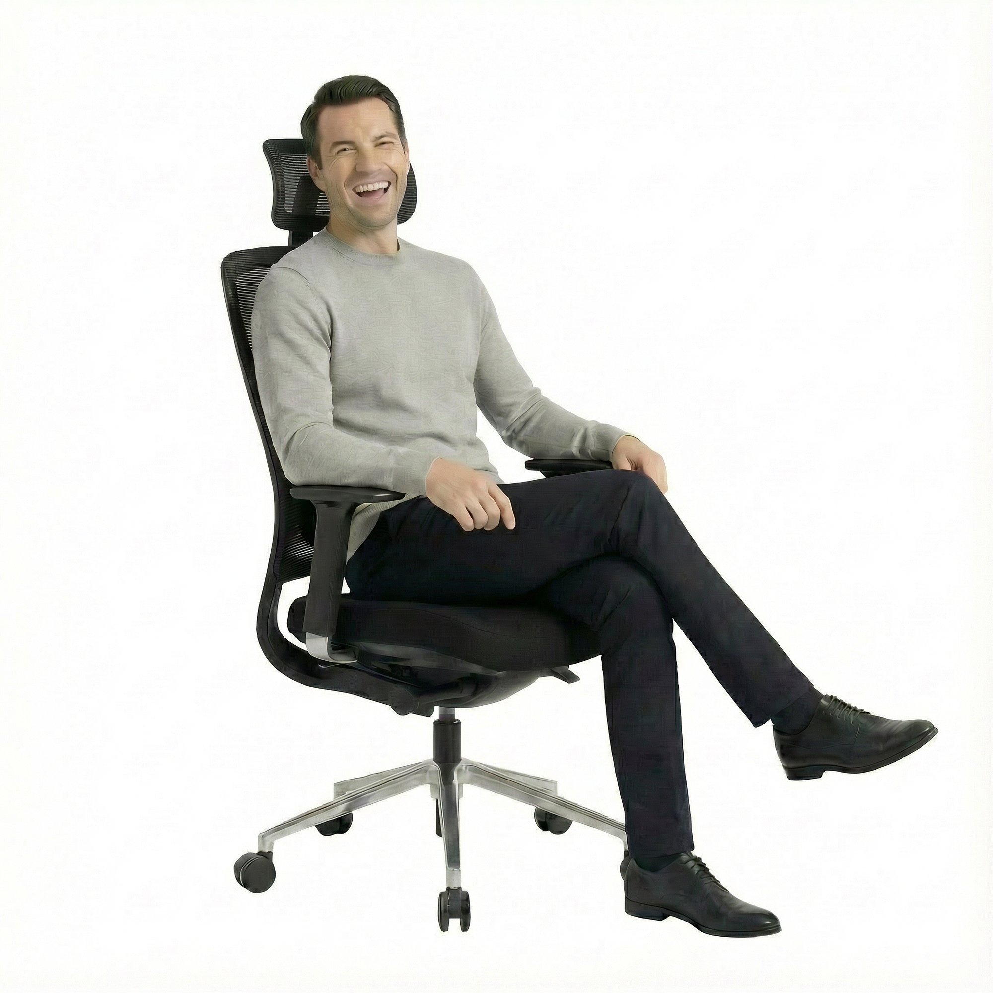 FILO 2.0 Bürodrehstuhl | Premium-Drehstuhl, Lordosenstütze, Netzrücken, 4D-Armlehnen, Schwarz - 18 Main Image