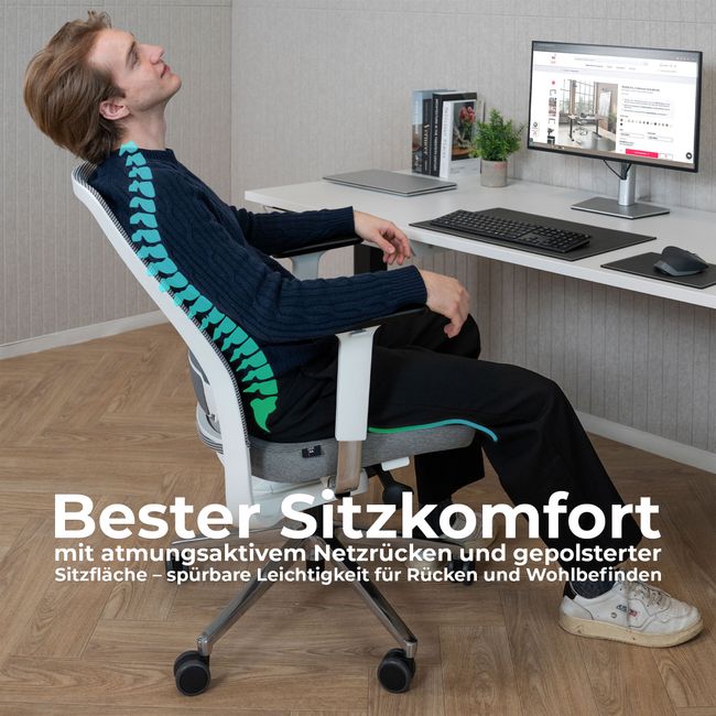 FILO 2.0 Bürodrehstuhl | Premium-Drehstuhl, Lordosenstütze, Netzrücken, 4D-Armlehnen, Schwarz