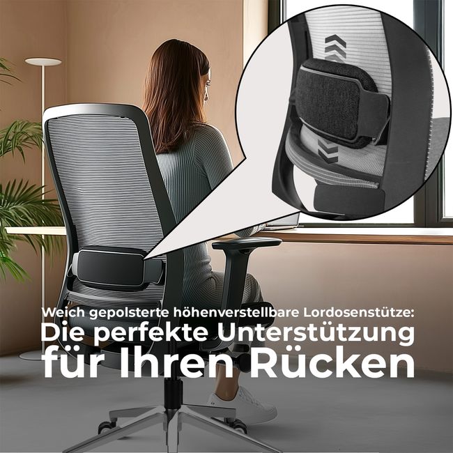 FILO 2.0 Bürodrehstuhl | Premium-Drehstuhl, Lordosenstütze, Netzrücken, 4D-Armlehnen, Schwarz