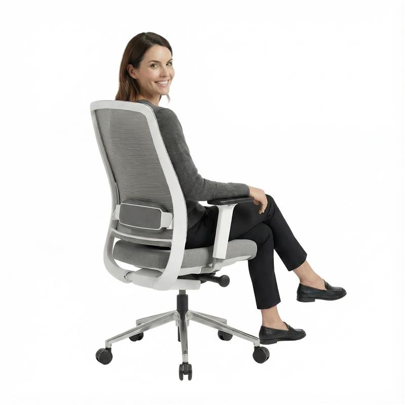 FILO 2.0 Bürodrehstuhl | Premium-Drehstuhl, Lordosenstütze, Netzrücken, 4D-Armlehnen, Grau - 19 Main Image