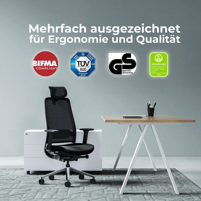 FILO 2.0 Bürodrehstuhl | Premium-Drehstuhl, Lordosenstütze, Netzrücken, 4D-Armlehnen, Grau FILO 2.0 Bürodrehstuhl | Premium-Drehstuhl, Lordosenstütze, Netzrücken, 4D-Armlehnen, Grau