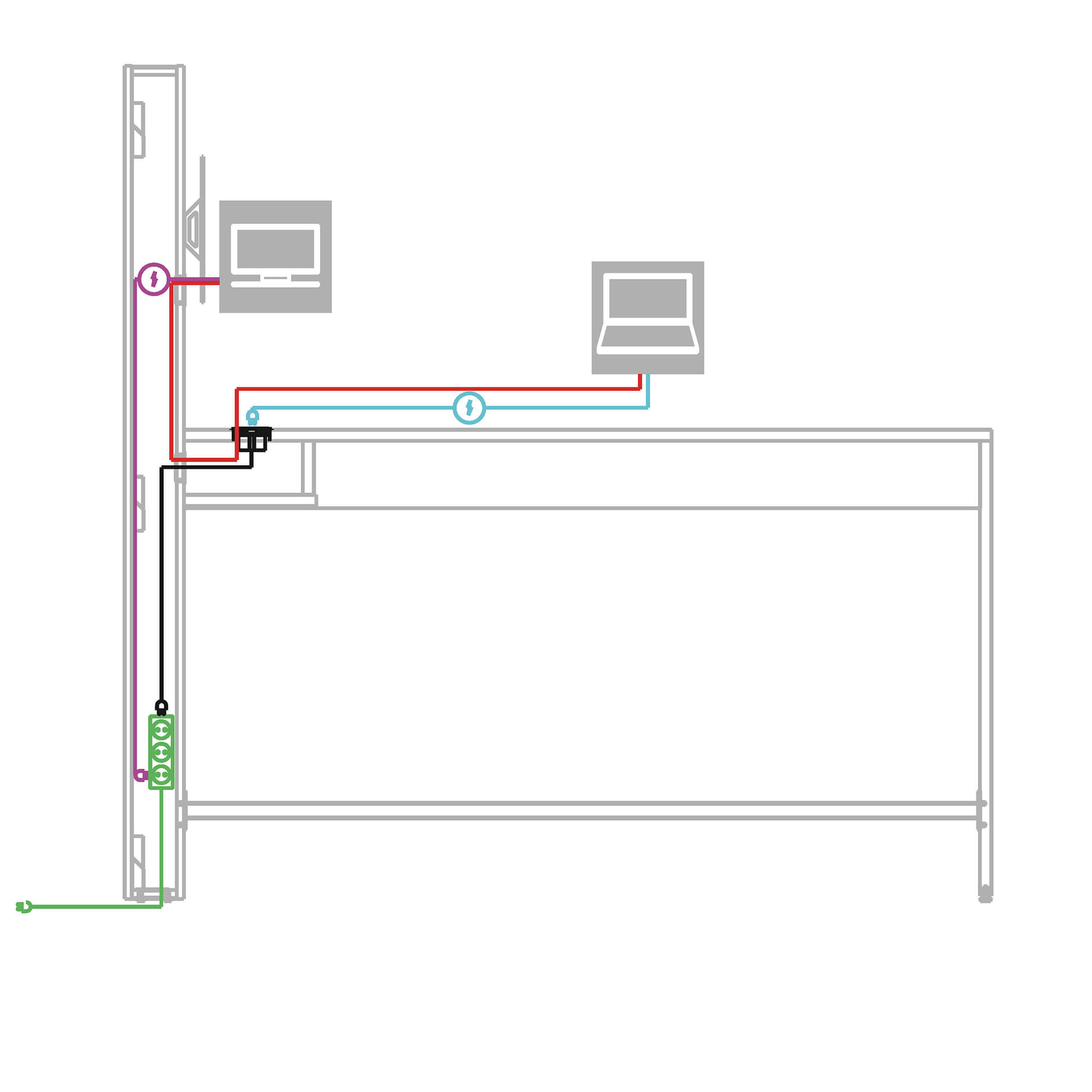 MEDIAWALL Besprechungstisch | Multimedia-Präsentation, Monitorhalterung, Steckdose integriert, 1932 x 1200 mm, Bernsteineiche - 4 Main Image