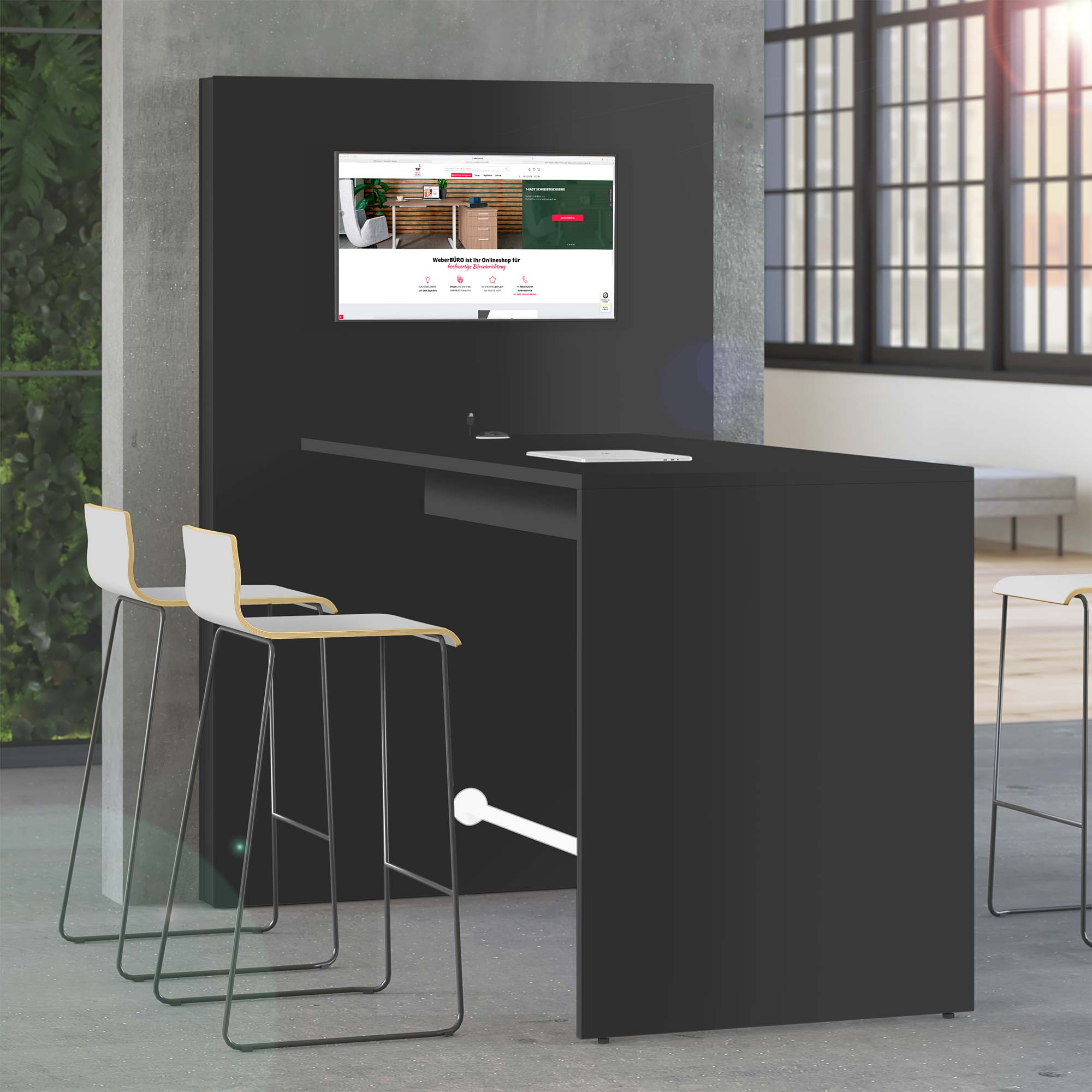 MEDIAWALL Tabella delle riunioni | Presentazione multimediale, parentesi di monitoraggio, socket integrato, 1932 x 1200 mm, antracite - 1 Main Image