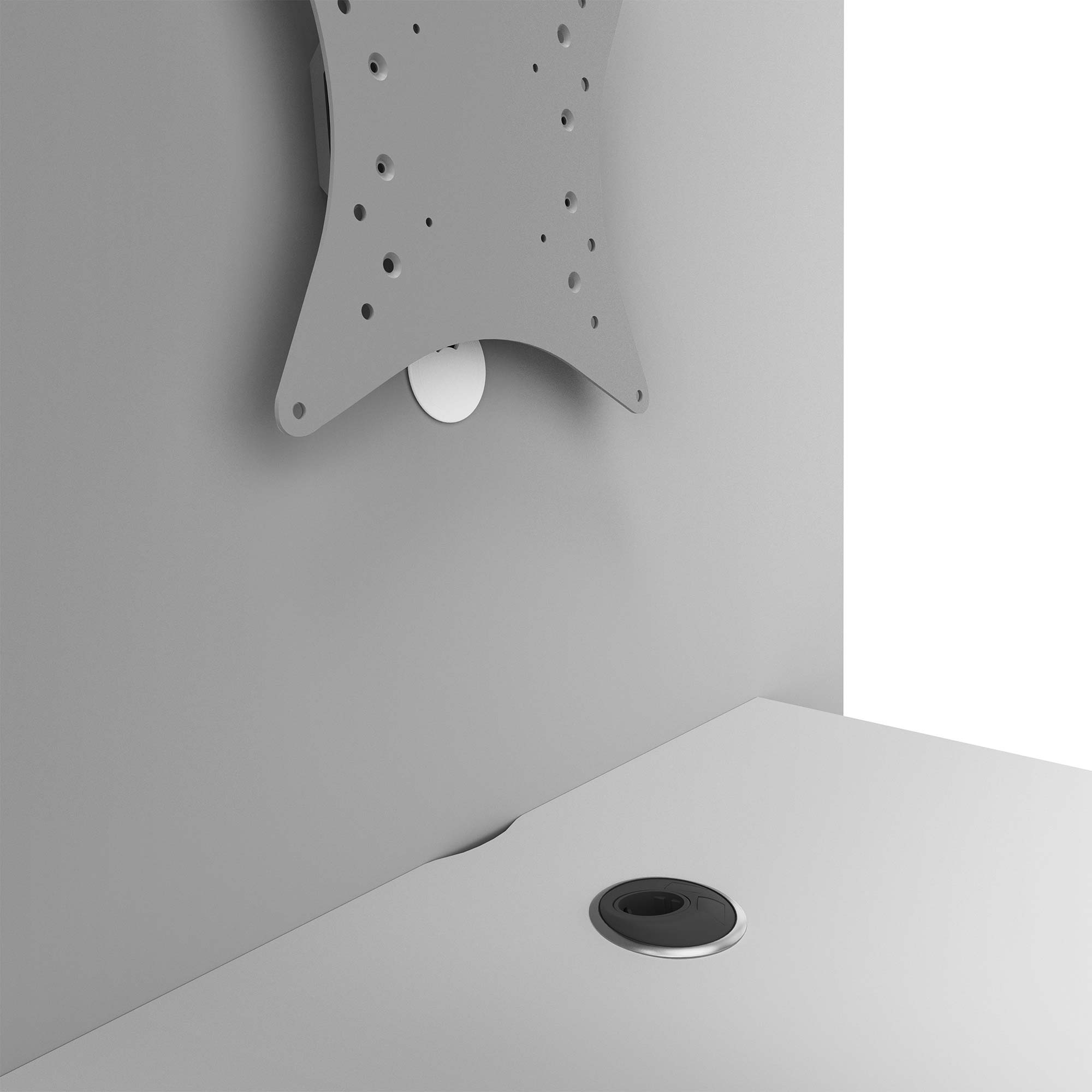 MEDIAWALL Tabella delle riunioni | Presentazione multimediale, supporto del monitor, socket integrato, 1932 x 1200 mm, grigio perla - 3 Main Image