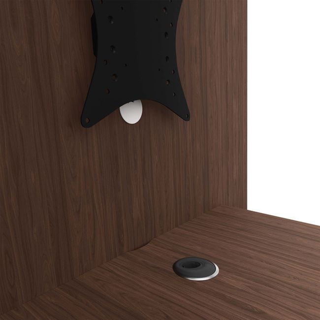 MEDIAWALL Besprechungstisch | Multimedia-Präsentation, Monitorhalterung, Steckdose integriert, 1932 x 1200 mm, Nussbaum