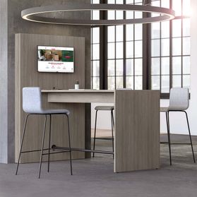 MEDIAWALL Besprechungstisch | Multimedia-Präsentation, Monitorhalterung, Steckdose integriert, 1932 x 1200 mm, Nordeiche grau