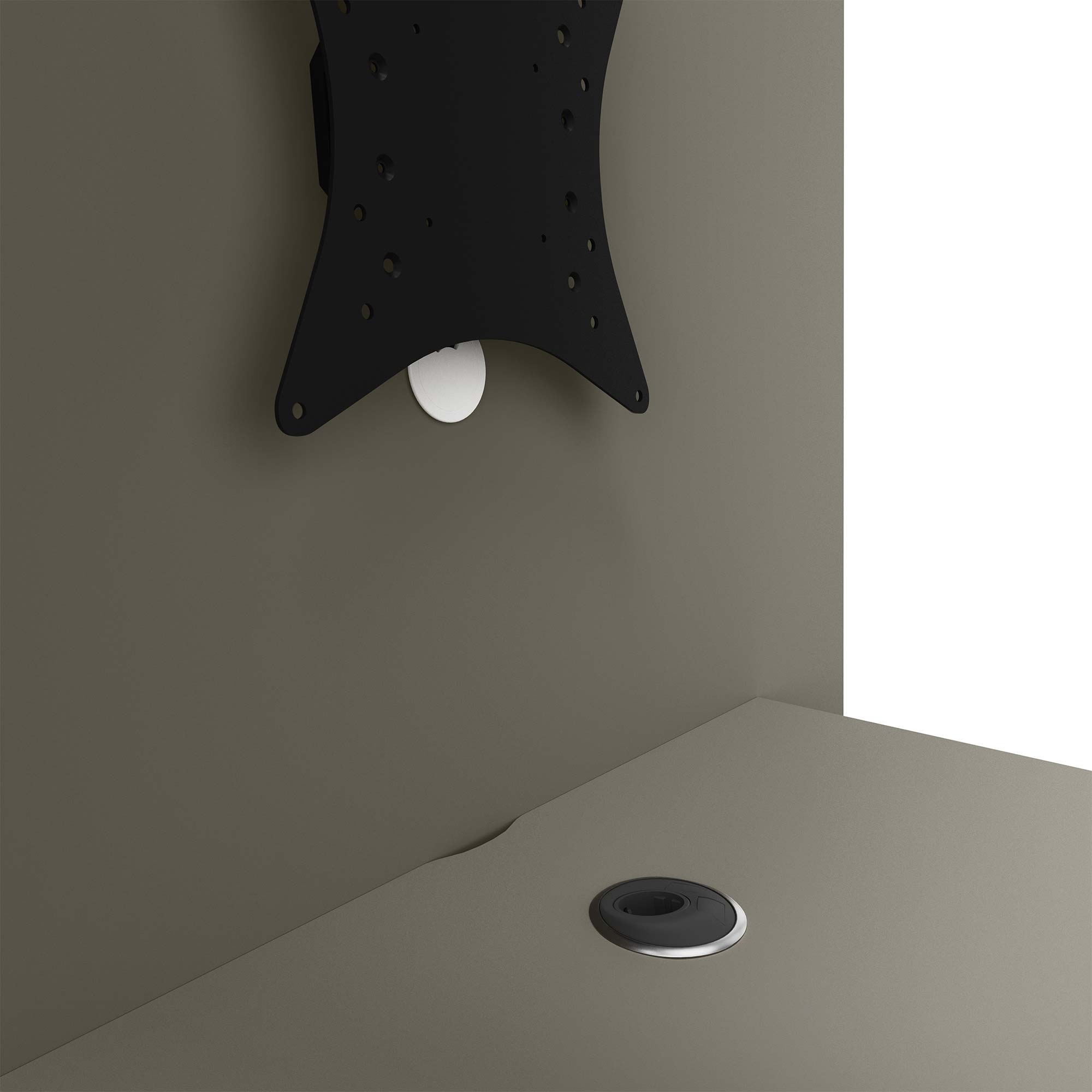 MEDIAWALL Tabella delle riunioni | Presentazione multimediale, staffa del monitor, socket integrato, 1932 x 1200 mm, grigio cubanite - 3 Main Image