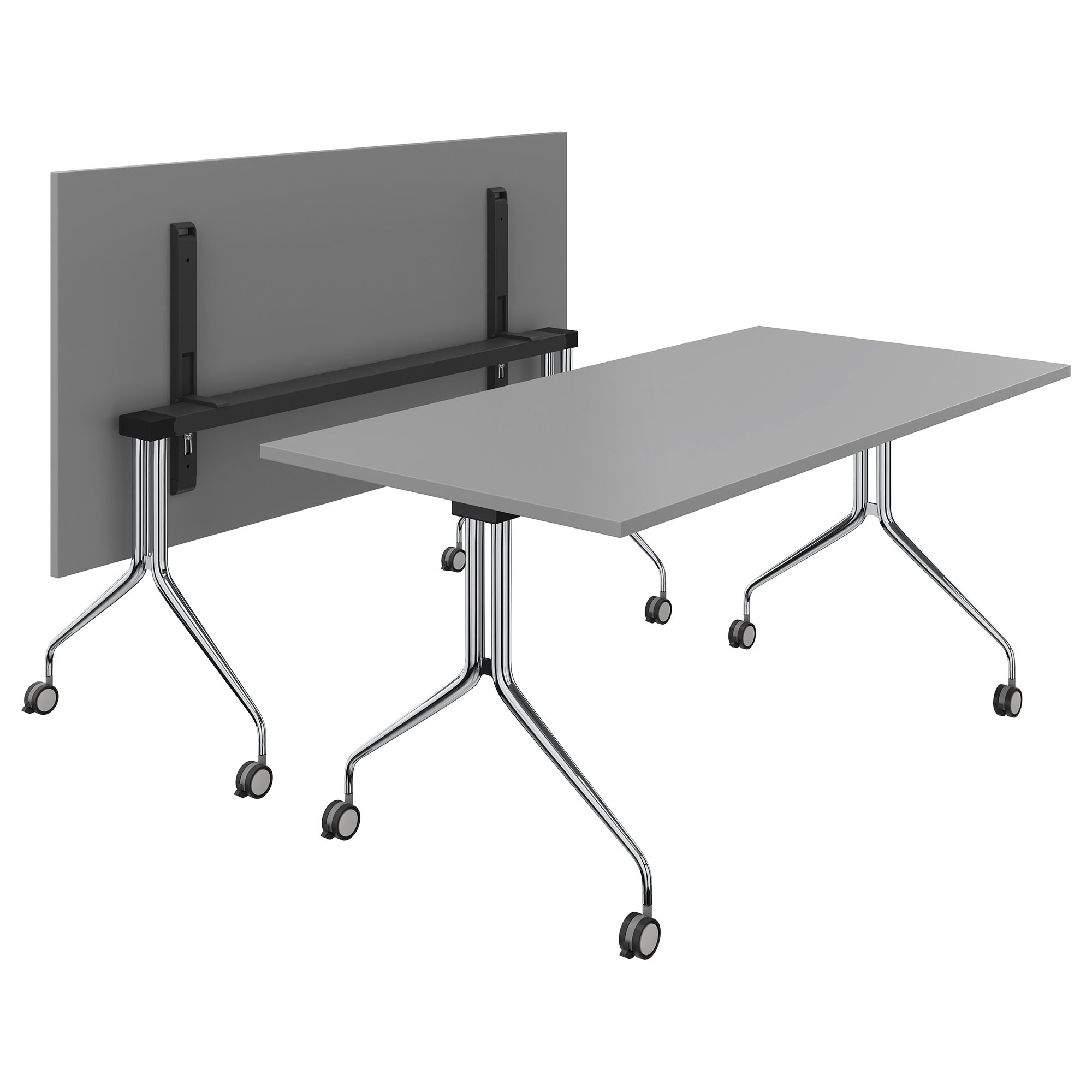 MARA - ARGO TILTING Konferenztisch | Rollbar, klappbar, 1600 x 800 mm, Perlgrau - 1 Main Image