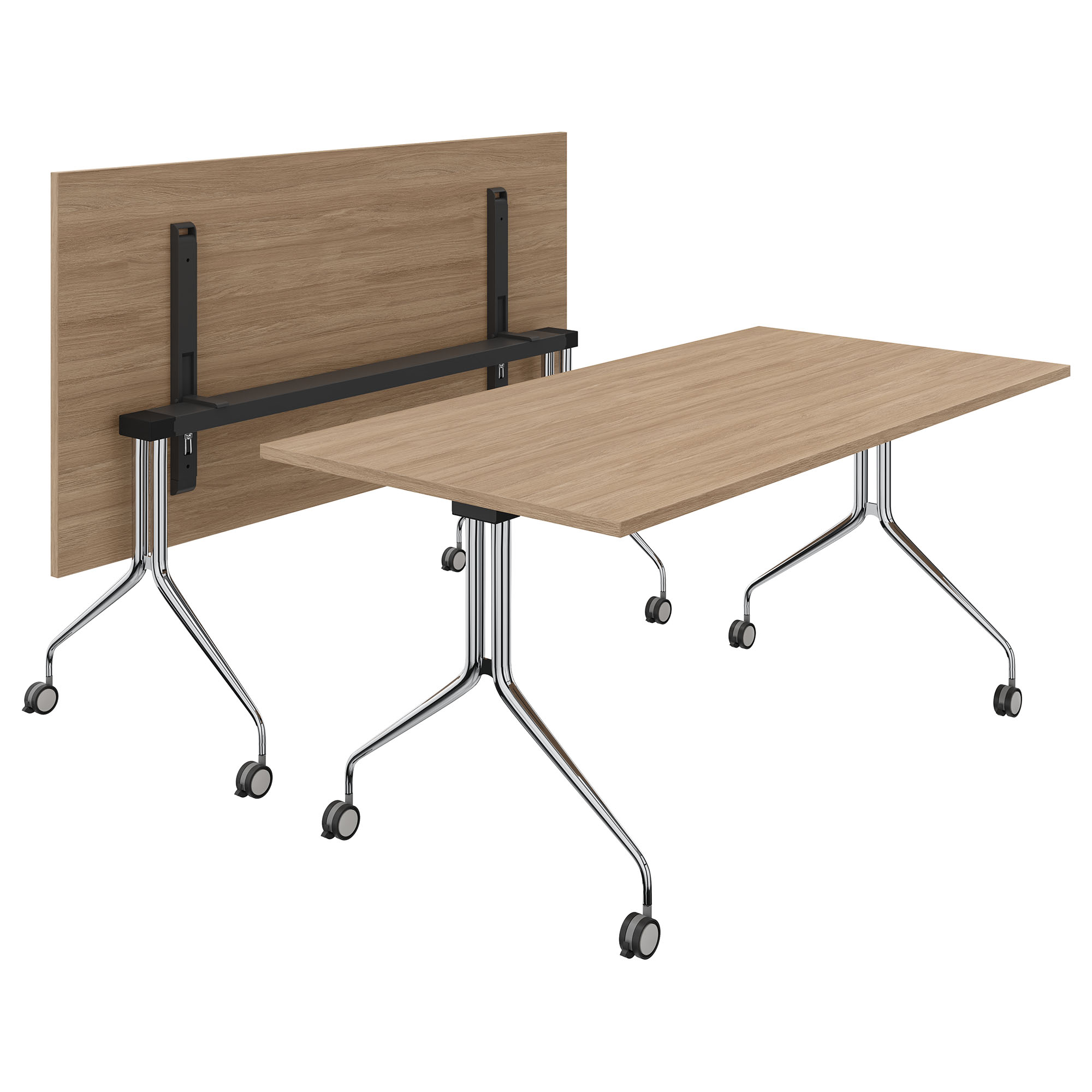MARA - ARGO TILTING Konferenztisch | Rollbar, klappbar, 1600 x 800 mm, Bernsteineiche - 1 Main Image