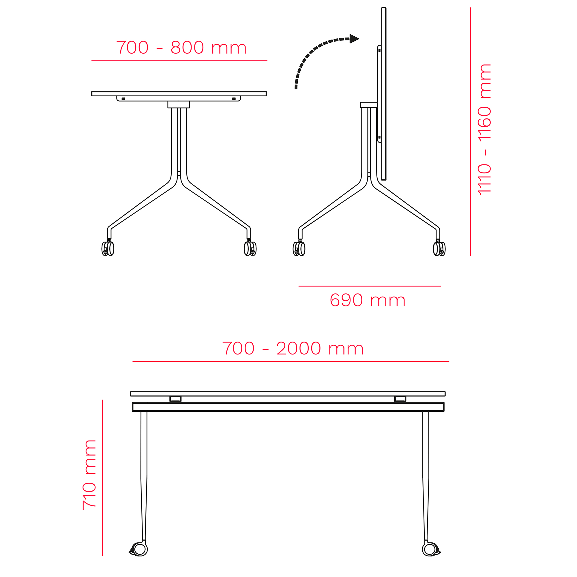 MARA - ARGO TILTING Konferenztisch | Rollbar, klappbar, 1600 x 800 mm, Bernsteineiche - 11 Main Image
