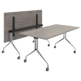 MARA - ARGO TILTING Konferenztisch | Rollbar, klappbar, 1600 x 800 mm, Nordeiche grau