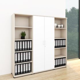 UNI Schrankwand | 5 OH, 2000 x 1897 mm, Ahorn / Weiß