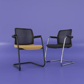 WIND Freischwinger | Netzrücken, Stapelbar, Polyesterbezug BERTA