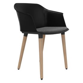 POLYTONE-C Besucher- und Konferenzstuhl | Massivholz-Gestell, Farbe Schwarz