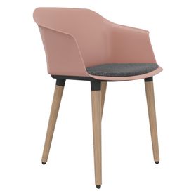 POLYTONE-C Besucher- und Konferenzstuhl | Massivholz-Gestell, Farbe Altrosa