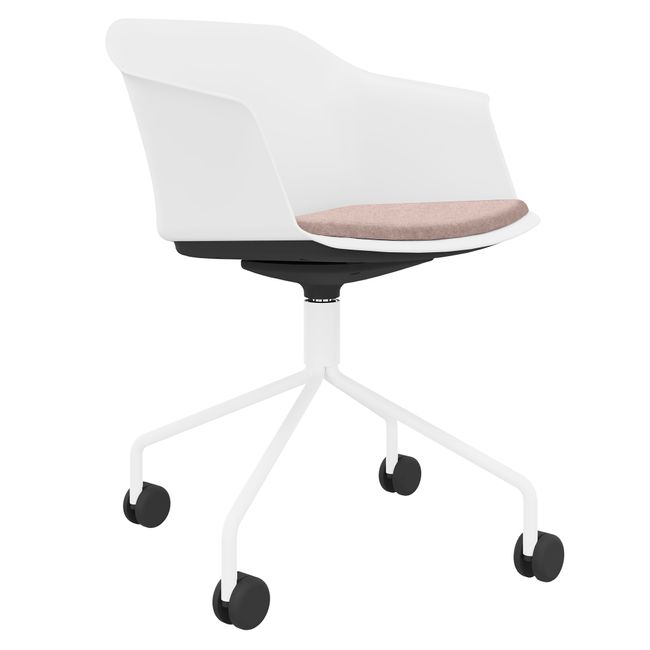 POLYTONE-C Besucher- und Konferenzstuhl rollbar | Pyramiden-Gestell, Farbe Weiß