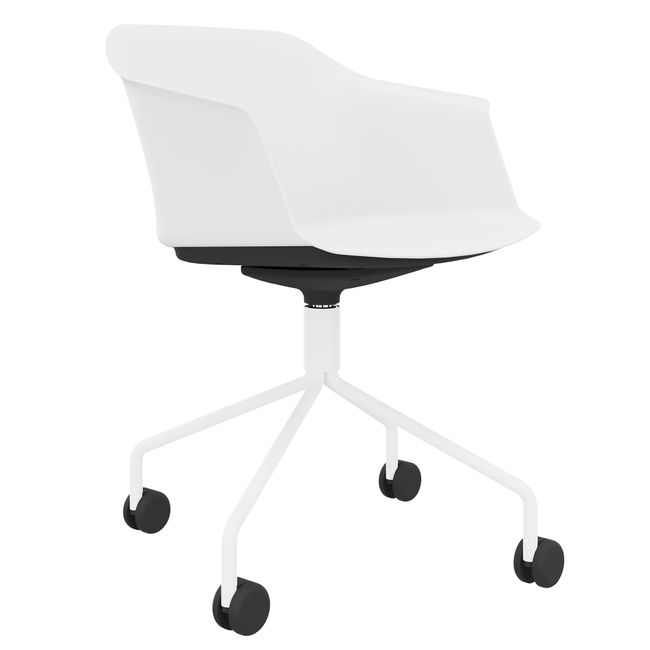 POLYTONE-C Besucher- und Konferenzstuhl rollbar | Pyramiden-Gestell, Farbe Weiß