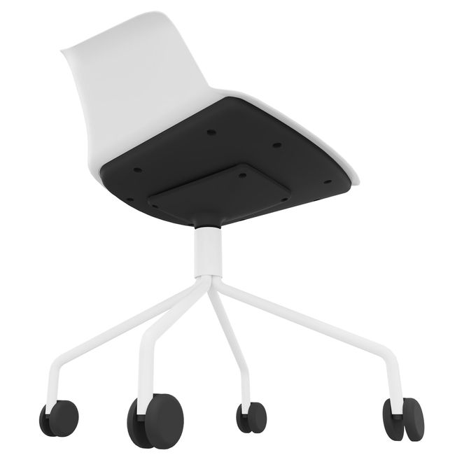 POLYTONE-C Besucher- und Konferenzstuhl rollbar | Pyramiden-Gestell, Farbe Weiß