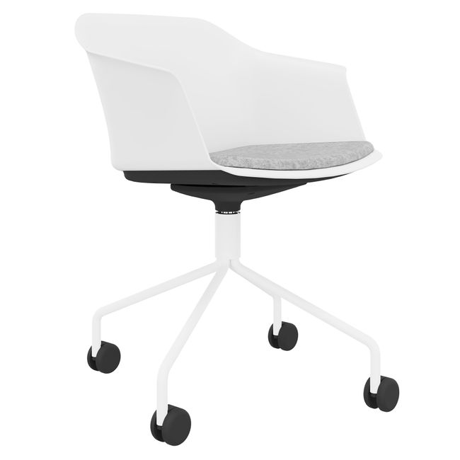 POLYTONE-C Besucher- und Konferenzstuhl rollbar | Pyramiden-Gestell, Farbe Weiß