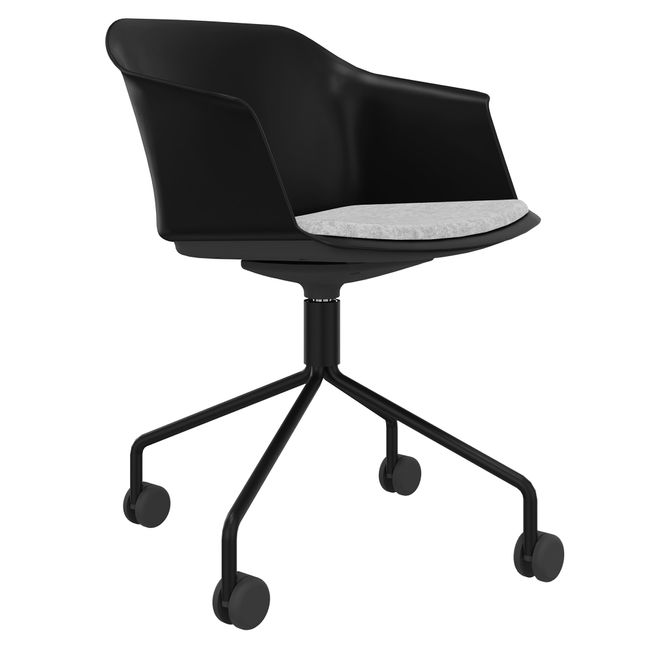 POLYTONE-C Besucher- und Konferenzstuhl rollbar | Pyramiden-Gestell, Farbe Schwarz POLYTONE-C Besucher- und Konferenzstuhl rollbar | Pyramiden-Gestell, Farbe Schwarz