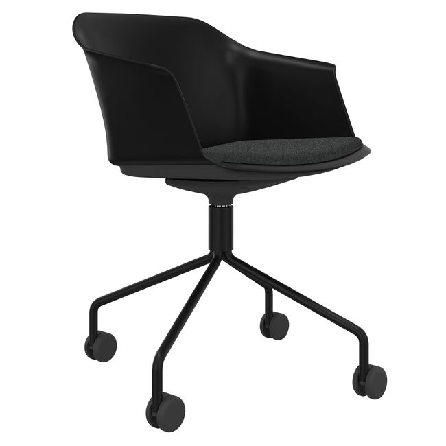 POLYTONE-C Besucher- und Konferenzstuhl rollbar | Pyramiden-Gestell, Farbe Schwarz POLYTONE-C Besucher- und Konferenzstuhl rollbar | Pyramiden-Gestell, Farbe Schwarz