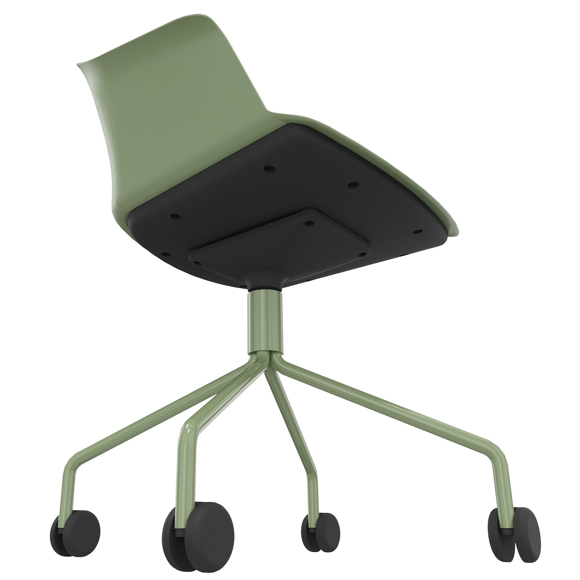 POLYTONE-C Besucher- und Konferenzstuhl rollbar | Pyramiden-Gestell, Farbe Avocadogrün - 7 Main Image