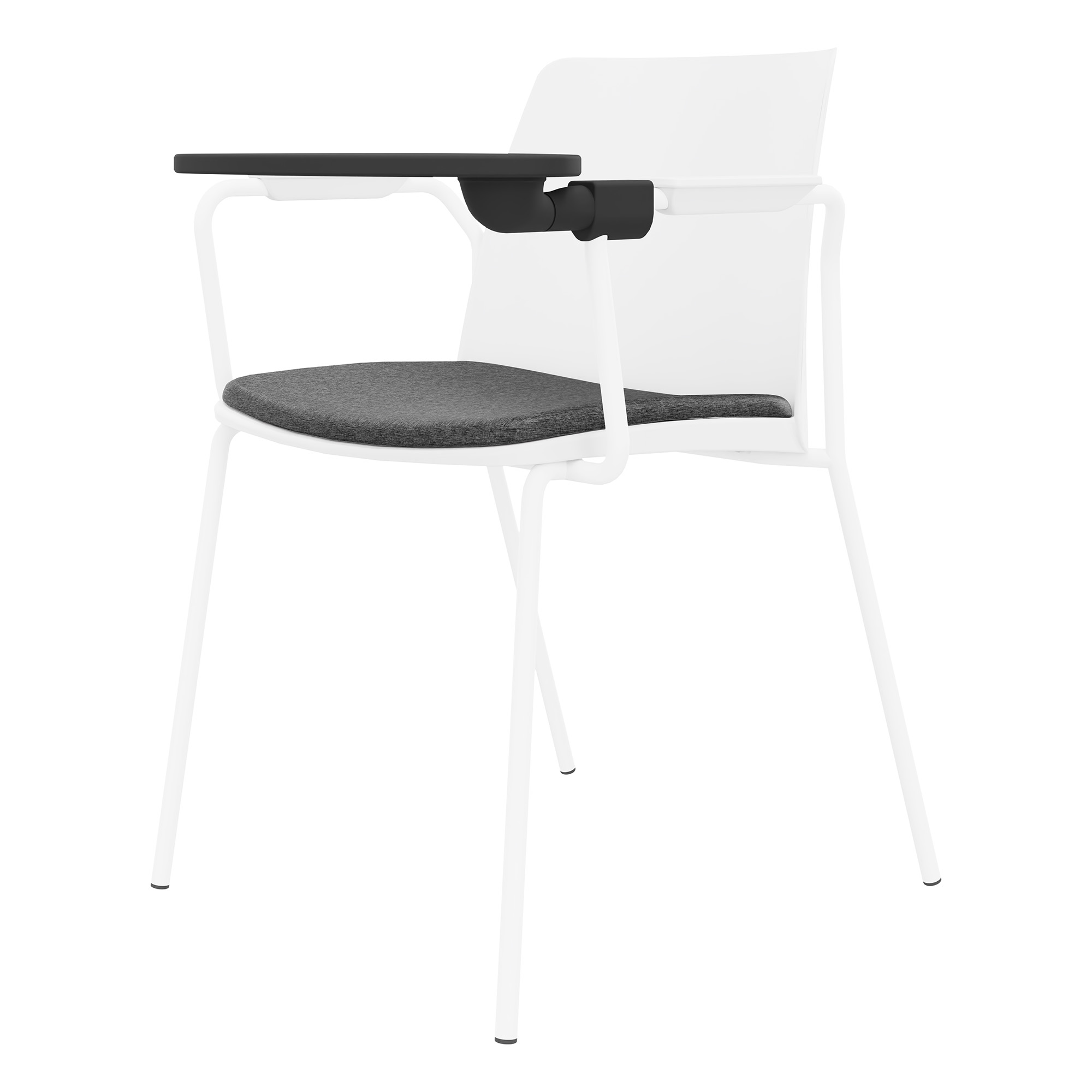 POLYTONE-L Chaise visiteur et de conférence avec tablette rabattable, couleur blanc - 5 Main Image