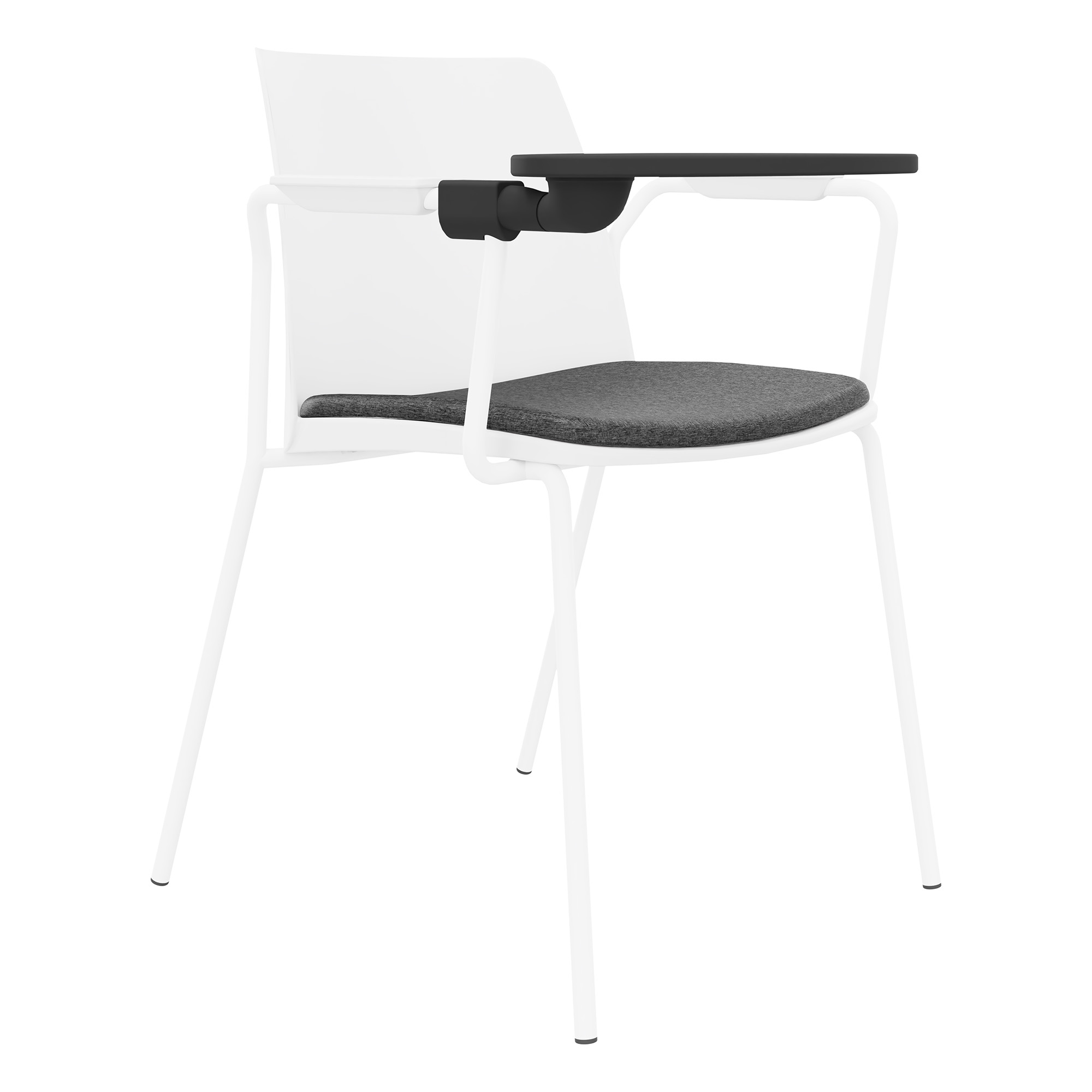 POLYTONE-L Chaise visiteur et de conférence avec tablette rabattable, couleur blanc - 2 Main Image