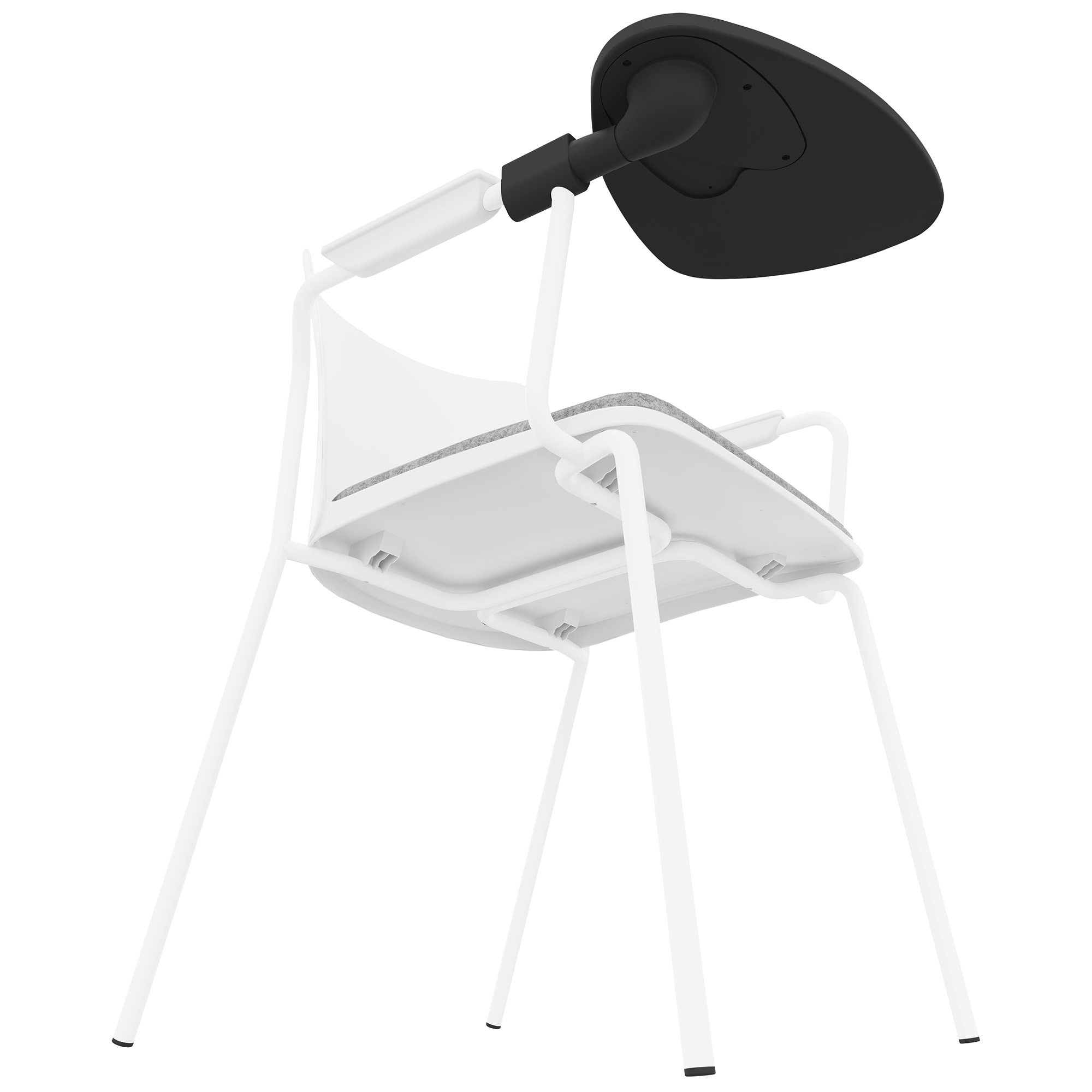 POLYTONE-L Chaise visiteur et de conférence avec tablette rabattable, couleur blanc - 6 Main Image