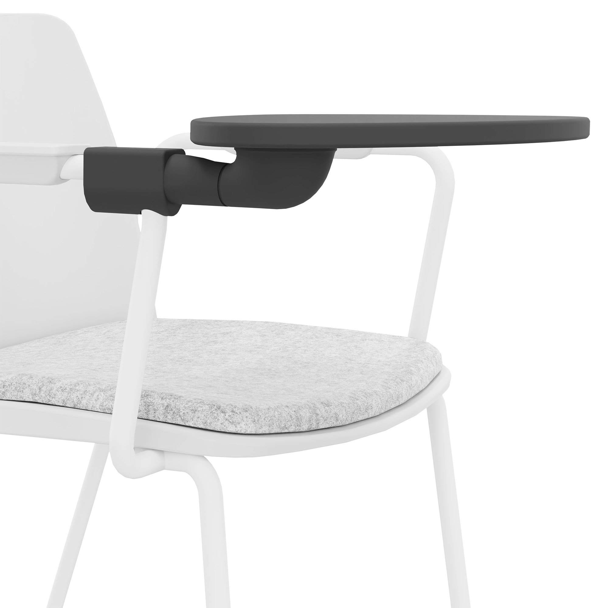 POLYTONE-L Chaise visiteur et de conférence avec tablette rabattable, couleur blanc - 8 Main Image
